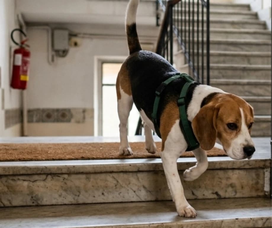Cane anziano che fa fatica a muoversi
